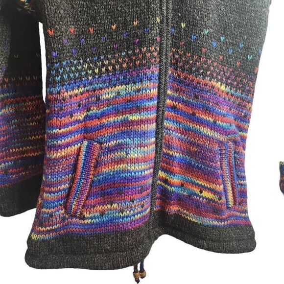 Colorful Confetti Wool Coat McRon Extra Warm Removable Hood Fleece Lined Jacket - Picture 7 of 13